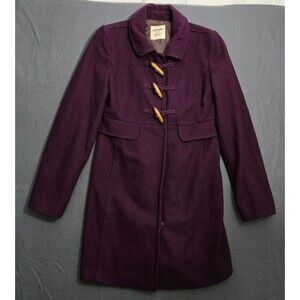 Old Navy Women XS Purple Toggle Duffle Lined Wool Blend Pea Coat